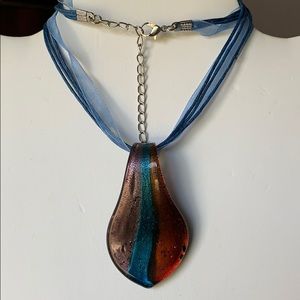 Art Glass statement necklace NWOT